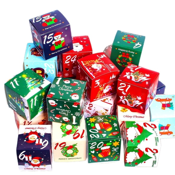 Deeceymbur 24 Pcs Christmas Advent Calendar Boxes Countdown Gift Boxes for Family Party Activities Holiday Decor Gift Giving