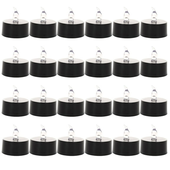 Deeceymbur 24Pc Halloween Black Soft Head Tea Wax Electronic Candle Lights for Camping and Party Decoration Black
