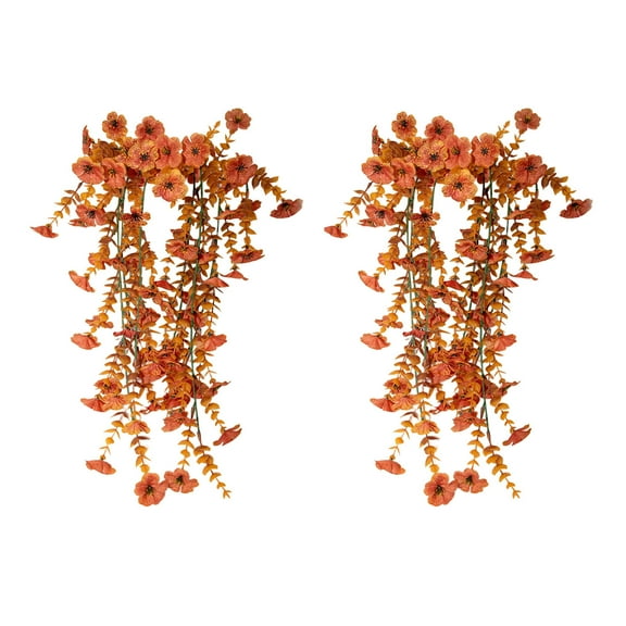 Deeceymbur 29.92in Trumpet Flower Vines Wall Hanging 2 Pcs Artificial Blooms Indoor Outdoor Decor
