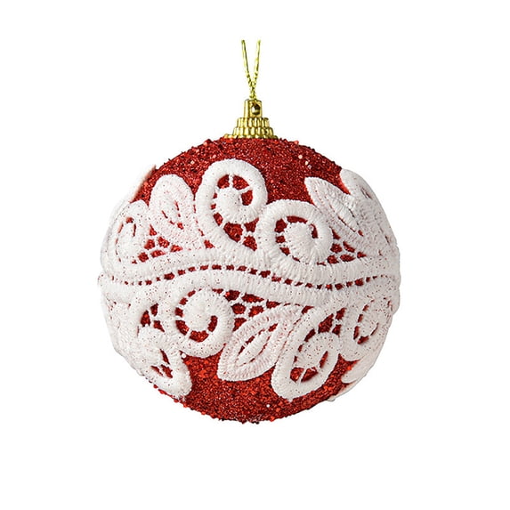 Deeceymbur 3.15 Inch Christmas Ball Ornaments Fabric Christmas Balls, Colorful Hanging Tree Pendants Decorations Christmas Tree Decoration Ornaments Balls Wedding Holiday Party Red