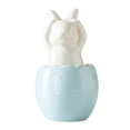 thumbnail image 1 of Deeceymbur 3 Inch Blue Ceramic Easter Bunny Egg Shell Figurine Home Shelf Display Holiday Gift Spring Decorative Accent, 1 of 6