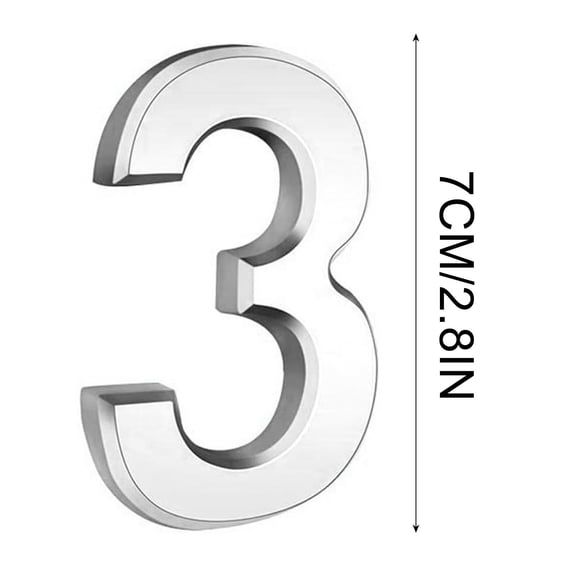 Deeceymbur 3 Inch Silve Modern House Numbers Mailbox Numbers 0-9 Self-Adhesive Street Door Home Address Metal Numbers For Outside Or Inside Signs Easy Install