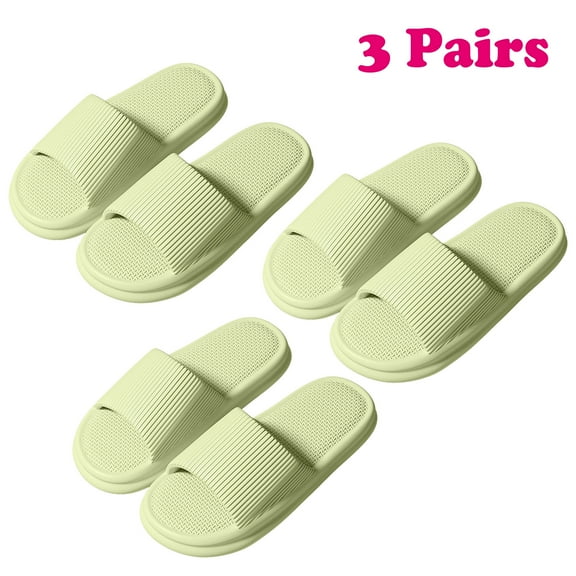 Deeceymbur 3 Pair of Pillow Slippers for Women Men - Non-Slip Bathroom Shower Sandals with Soft Thick Soles, Indoor/Outdoor Slides for Comfortable Wear