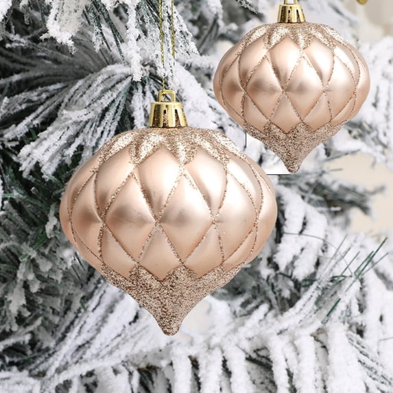 Deeceymbur 3 Pcs Onion Head Shatterproof Christmas Balls Easy Hang Festive Tree Event Decor Accents 3.15Inch