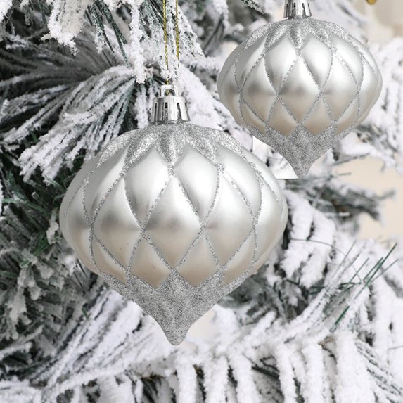 Deeceymbur 3 Pcs Onion Head Shatterproof Christmas Balls Easy Hang Festive Tree Event Decor Accents 3.15Inch