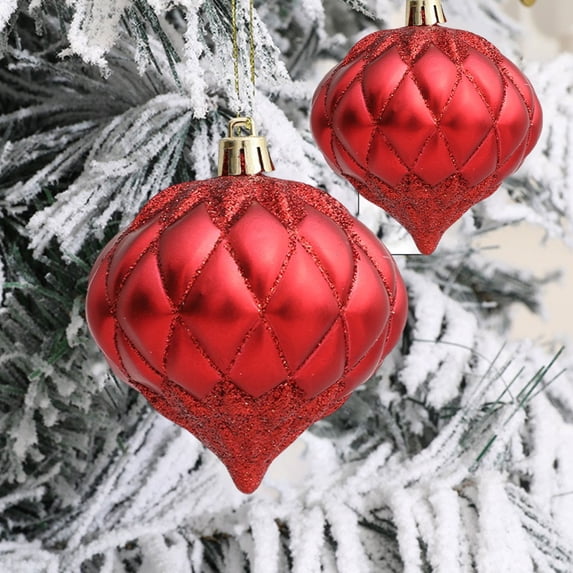 Deeceymbur 3 Pcs Onion Head Shatterproof Christmas Balls Easy Hang Festive Tree Event Decor Accents 3.15Inch