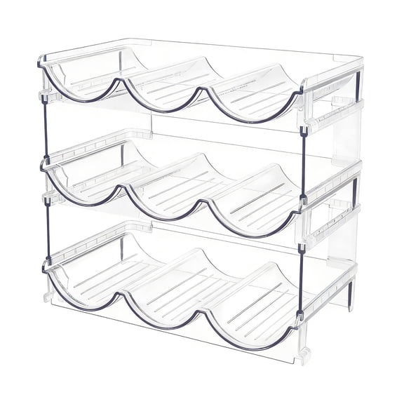 Deeceymbur 3 Tier Stackable Detachable Clear Plastic Wine Rack for Kitchen Pantry Bar Bottle Storage