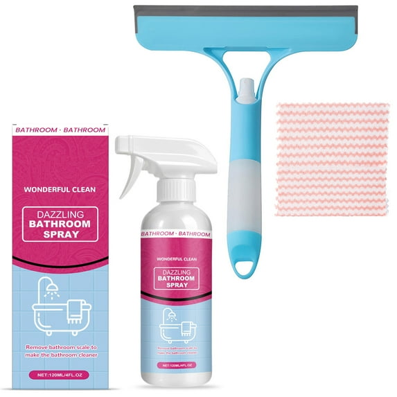 Deeceymbur 3 in 1 Window Cleaning Scraper Multi Functional Cleaning Agent Set Spray Squeegee for Car Home Kitchen Window, Bathroom Cleaner 120ml