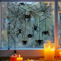 Deeceymbur 3D Halloween Spider Decor - Scary Hanging & Sticky Web Set for Indoor/Outdoor, Bathroom, Kitchen Walls - Removable Gothic Party Decorations