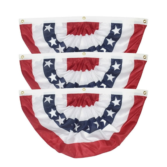Deeceymbur 3PCS American Bunting Flags for Outside Large American Flag Patriotic Half Fan 4th of July Decorations US Flag Banners Independence Day Fourth July Outdoor Decor Memorial Day