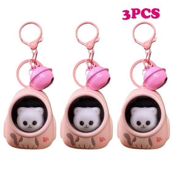 Deeceymbur 3PCS Cute Light Keychain Cat, Cute Animated Starry Sky Keychain – Light-Up Night Light, Multi-purpose Pendant for Backpacks & Cars