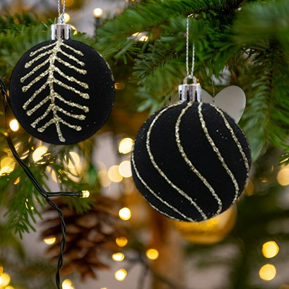 Deeceymbur 4 Pcs Flocked Multi-Color Christmas Balls Festive Tree & Party Decor Set 2.36Inch