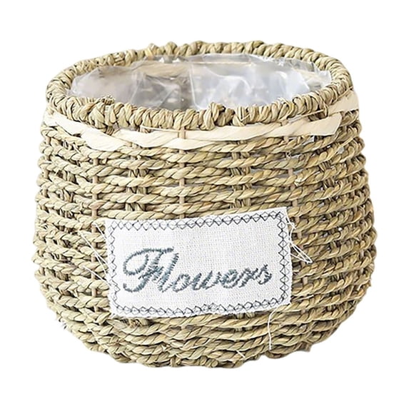 Deeceymbur 6 Inch Handmade Rattan Woven Flower Pot Boho Style Decor for Succulents Small Plantss Home Office