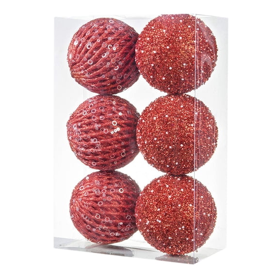 Deeceymbur 6 Pcs Plastic Christmas Tree Ornaments Vigorous Holiday Hangings Christmas Decoration Balls for Christmas Decoration Red
