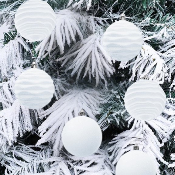 Deeceymbur 6 Pcs Versatile Flocked Christmas Balls Easy Hang Festive Tree & Event Decor Accents 3.15Inch
