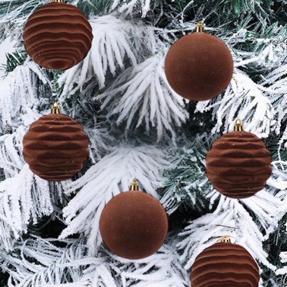 Deeceymbur 6 Pcs Versatile Flocked Christmas Balls Easy Hang Festive Tree & Event Decor Accents 3.15Inch