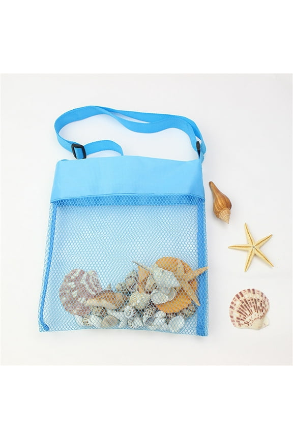 7.87x9.84 Inch Beach Mesh Bag Storage Bag with Adjustable Shoulder Strap for Collecting Shell Foldable Large Childrens Toy Beach Backpack for Storage of Toys Clothes and Towels