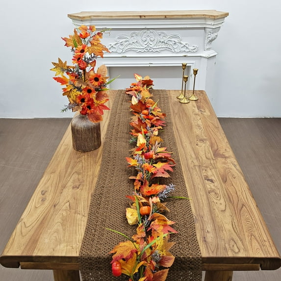 Deeceymbur 70.9in Realistic Magnolia Garland 1.8M Brown Faux Leaves with Natural Veining for Mantel Railing Planter Decor