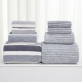 thumbnail image 1 of Deeceymbur 8 Piece Coral Fleece Towel Set Bath Towel Face Towel Washcloth Wide Stripe Design Soft Absorbent for Home Bathroom Spa Quick Dry Towel, 1 of 6