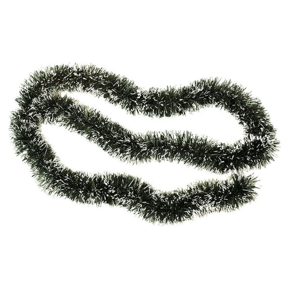 Deeceymbur 9.84ft Dark Green White Edge Christmas Tinsel Garland Easy Install Indoor Outdoor Christmas Tree Fireplace Decor