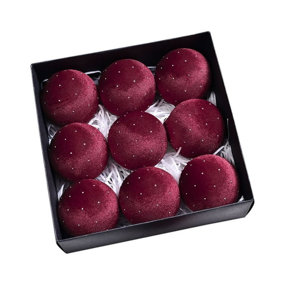 Deeceymbur 9 Pcs Colorful Velvet Christmas Balls Versatile Holiday Tree Decor Set 3.15Inch