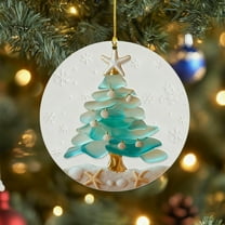 Deeceymbur Acrylic Trees Ornament Sea Glass Christmas Decorations Beach Themed Holiday Ornament for Trees Hanging Festive Home Accents