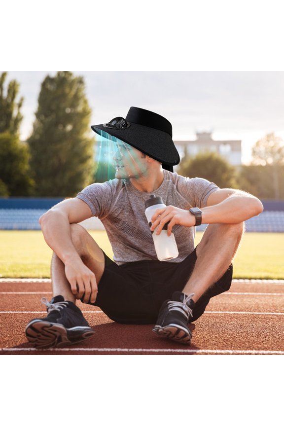 Adjustable Solar Fan Hat Removable Fan Attachment Spacious Brim Shade One Size Fits General Travel