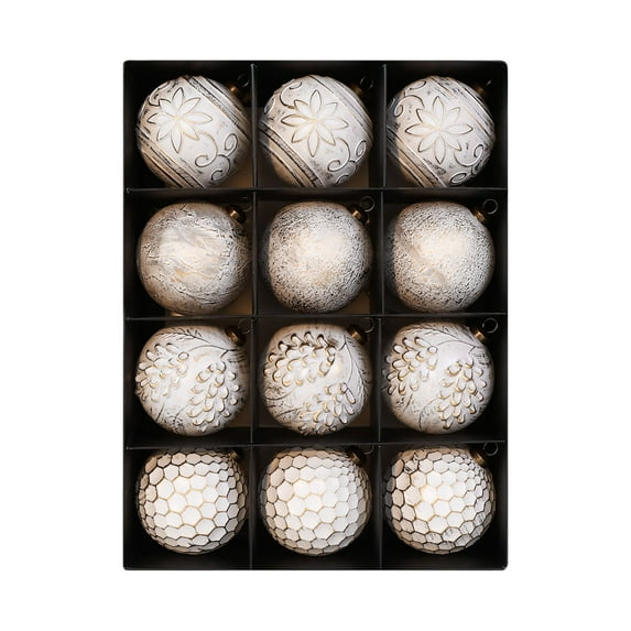 Deeceymbur Antique Christmas Ball Set 12 Piece Vintage Ornament Collection Boxed Hanging Decorations Christmas Tree Ornaments Holiday Decoration Pendants