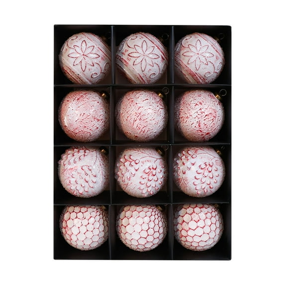 Deeceymbur Antique Christmas Ball Set 12 Piece Vintage Ornament Collection Boxed Hanging Decorations Christmas Tree Ornaments Holiday Decoration Pendants