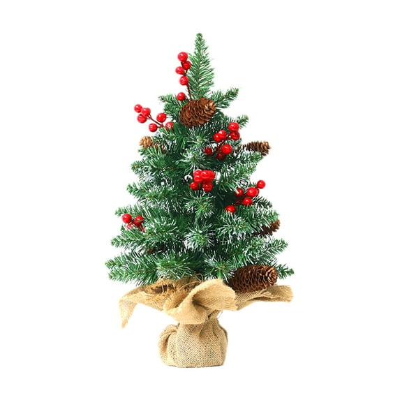 Deeceymbur Artificial Christmas Tree Decorate Mini Christmas Tree Pinecone 17In Desktop Simulation Plant Ornament for Christmas Decoration Green-A