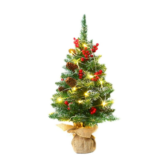 Deeceymbur Artificial Christmas Tree Decorate Mini Christmas Tree Pinecone 17In Desktop Simulation Plant Ornament for Christmas Decoration Green-B