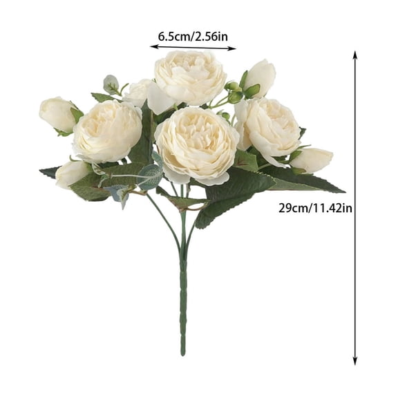 Deeceymbur Artificial Flowers 5-Fork Embroidered Peony Vintage Silk Stems of Artificial Flowers for Decoration of Home Hotel Office Party