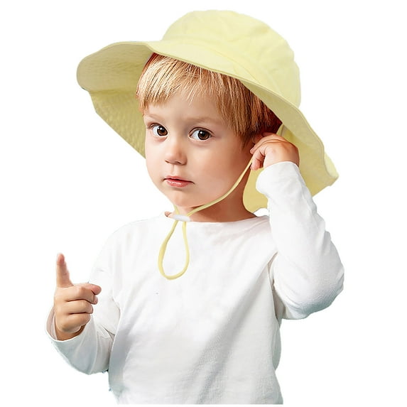 Deeceymbur Baby Summer UV Protection Cotton Fisherman Hat – Soft, Skin-Friendly, Solid Color for Sun Shield Yellow