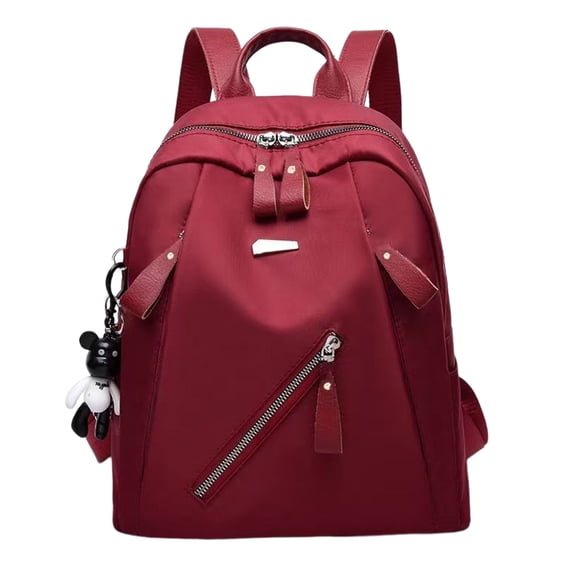 Deeceymbur Backpack Women Fashion Trend Street Polyester Cloth Bag Schoolbag Travel Daypack Water Repellent Multiple Compartments Black Khaki Red