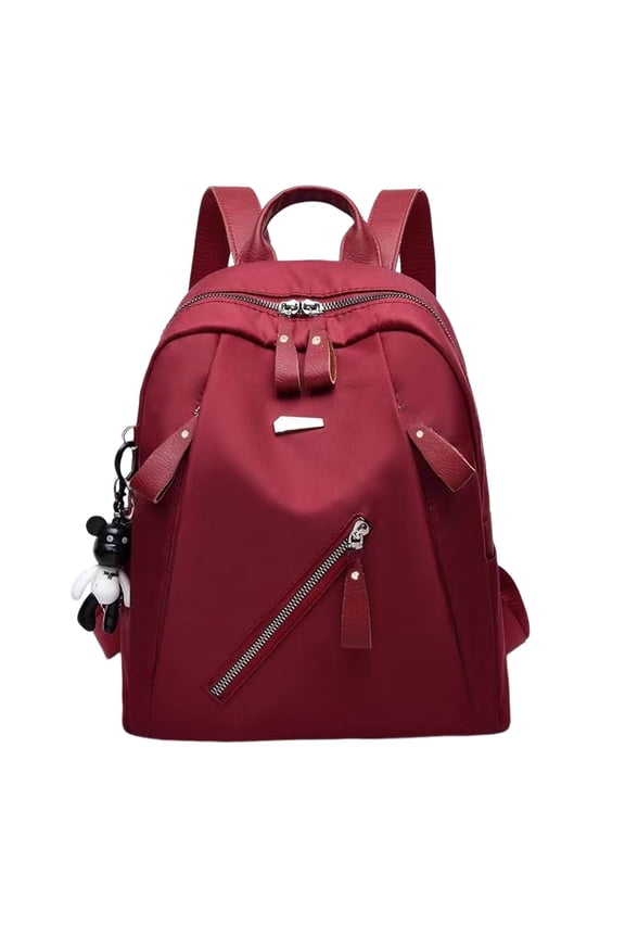 Backpack Women Fashion Trend Street Polyester Cloth Bag Schoolbag Travel Daypack Water Repellent Multiple Compartments Black Khaki Red