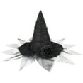 thumbnail image 1 of Deeceymbur Baroque Witch Hat with Mesh Artificial Flowers Gothic Queen Halloween Headpiece Cosplay Photography Prop, 1 of 8