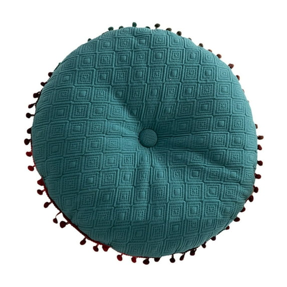 Deeceymbur Bedhead Tassel Round Throw Pillow Decorative Pillow for Bedroom Blue