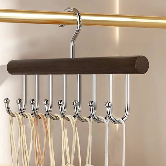 Deeceymbur Belt Hanger for Closet Closet Organizers and Storage Belt Rack with 8 Hooks Multifunction Sturdy Wooden Hanger Tie Rack