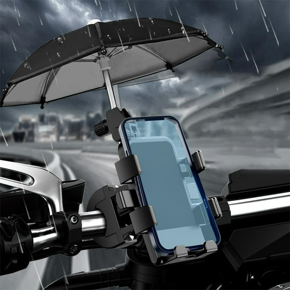 Deeceymbur Bike Phone Mount with Folding Umbrellas for Rain Windproof Sun Umbrella for Walking Outdoor New Motorcycle Mobile Phone Bracket with Umbrella Vehicle Bicycle Bicycle Handle Riding Bracket