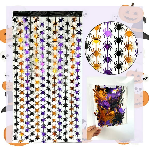 Deeceymbur Black Lace Gothic Halloween Curtains 39x79" - Spider Web & Bats Sheer Window/Door Panel for Living Room, Porch, Party Decor - Reusable Spooky Sheer Drapes (No Rod Needed)