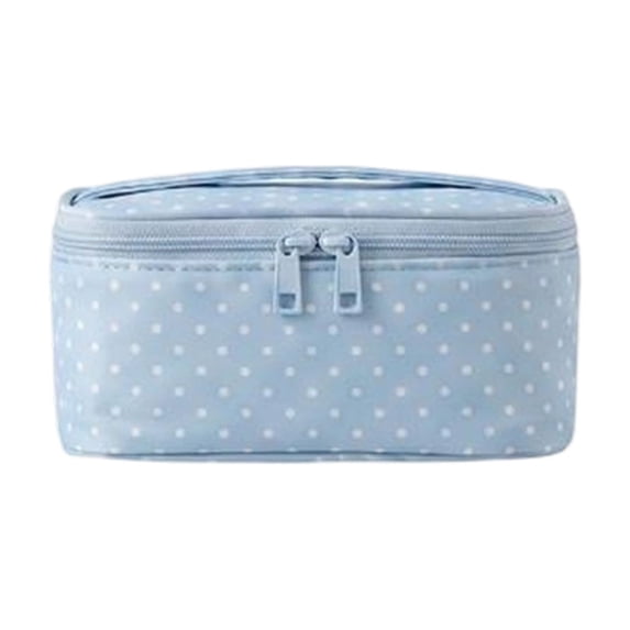 Deeceymbur Blue Polka Dot Toiletry Bag Portable Waterproof Cosmetic Storage Pouch Multifunctional Organizer for Travel Daily Use