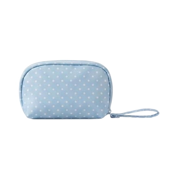 Deeceymbur Blue Polka Dot Toiletry Bag Portable Waterproof Cosmetic Storage Pouch Multifunctional Organizer for Travel Daily Use