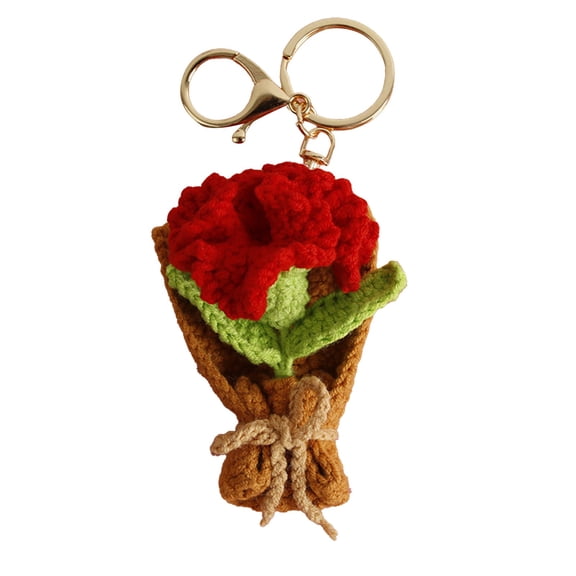 Deeceymbur Bouquet Pendant Elaborate Hand Made Crochet Flower Bundle for Valentines Day Gift and Purse Accessory