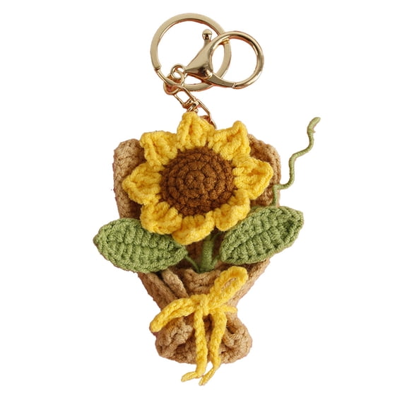 Deeceymbur Bouquet Pendant Elaborate Hand Made Crochet Flower Bundle for Valentines Day Gift and Purse Accessory
