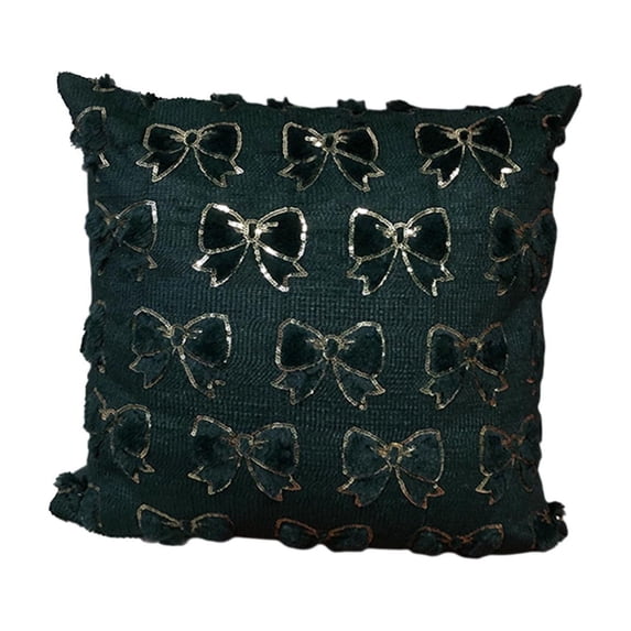 Deeceymbur Bow Sequined Pillow Cover for Sofa Bed Decor Polyester Material Golden Patterns