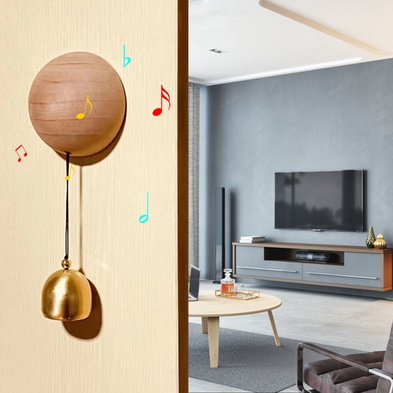 Deeceymbur Brass Doorbell with Magnetic Absorber Solid Wood Handcrafted for Home Car Refrigerator Decoration Gift