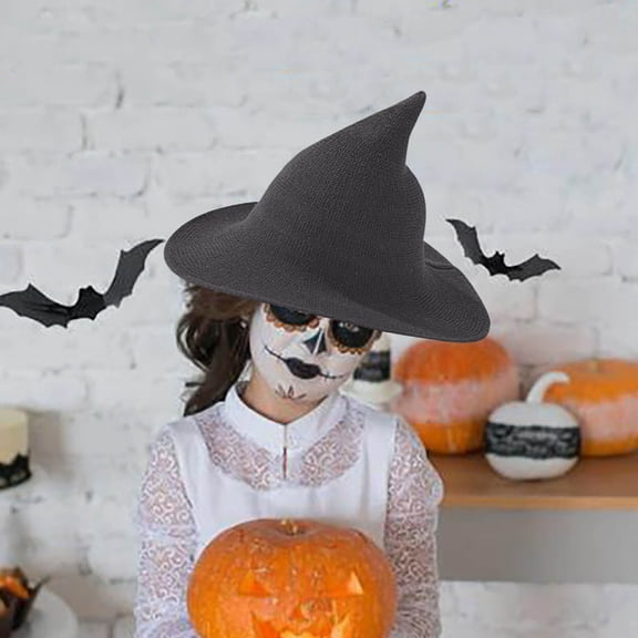 Deeceymbur Breathable Foldable Wizard Hat with Curved Tip Summer Halloween Party Cosplay Magical Hat 22.1-22.8in