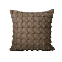 Deeceymbur Brown Modern Stylish Fabric Polyester Striped Plaid Wide Side Pillow Waist Pillow Living Room Sofa Cushion Cushion Pillow