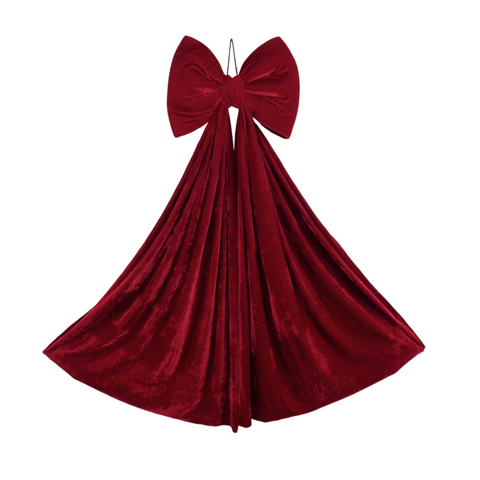 Deeceymbur Burgundy Velvet Christmas Bow Hanging Ornament for Tree Decoration Holiday Festive Decor
