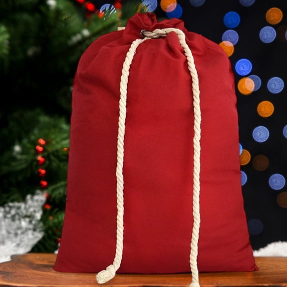 Deeceymbur Canvas Double Drawstring Christmas Bag Gift Wrapping Sack Reusable Holiday Tote with Large Capacity for Presents and Decor